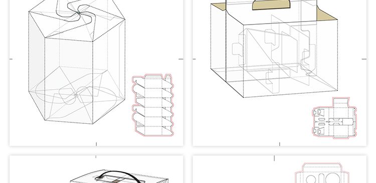 165款矢量纸盒纸箱礼盒产品包装刀版图折叠平面展开图851期