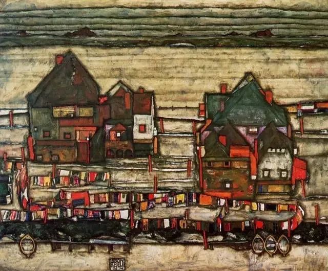 席勒的建筑画(网络图片)席勒在28岁感染了西班牙大流感,早早离世,闪耀