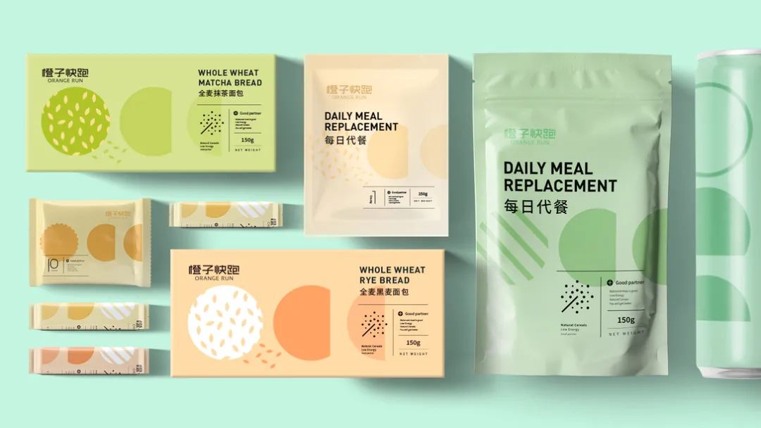 新中式风格的代餐奶昔包装设计,配色很亮眼