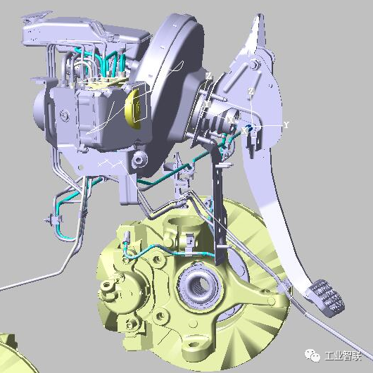 汽车制动系统模型3d图纸catia设计