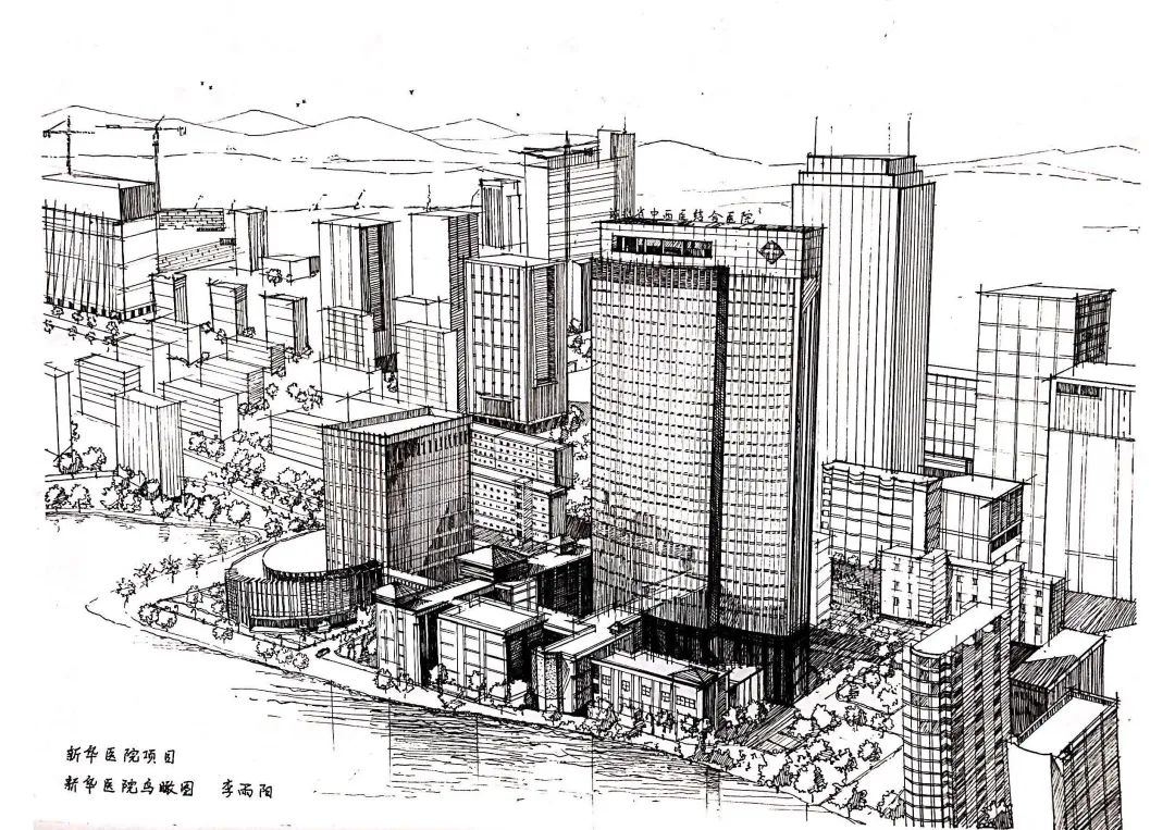 中建三局钢笔建筑手绘作品