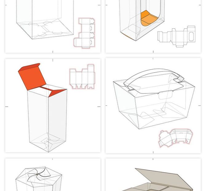 165款矢量纸盒纸箱礼盒产品包装刀版图折叠平面展开图