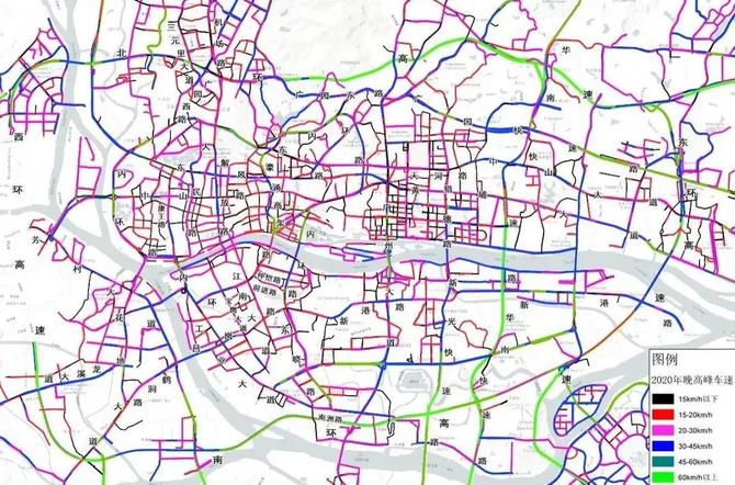 广州市核心区道路车速分布