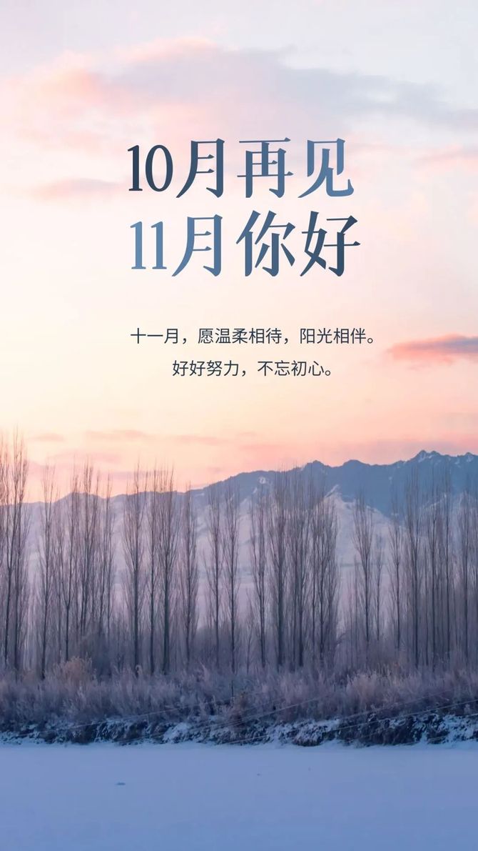 11月你好文案海报愿岁月无恙你我安好