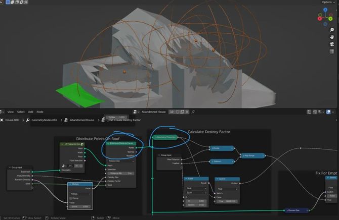 都想要教程关于blender几何节点制作破旧房屋的解答