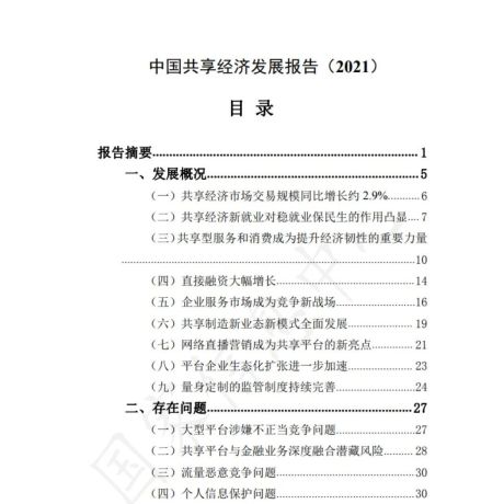 2021中国共享经济发展报告-信产部