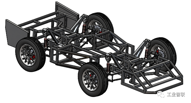 四轮车框架3d数模图纸 solidworks设计