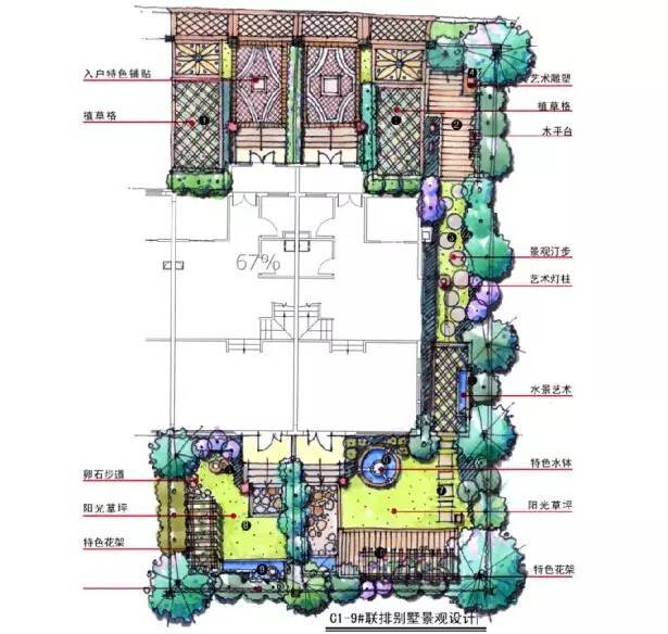 景觀平面手繪別墅庭院設計圖收藏
