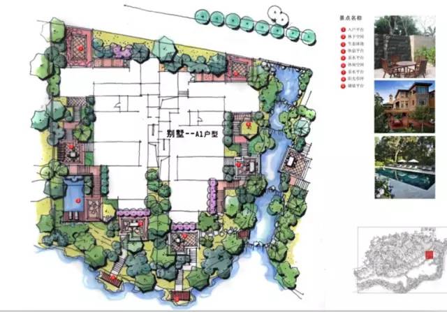 景觀平面手繪別墅庭院設計圖收藏