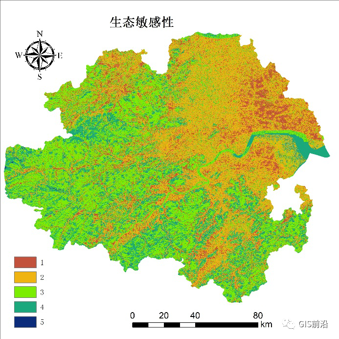 arcgis制作生态环境敏感性等级分布专题图(下)附练习数据