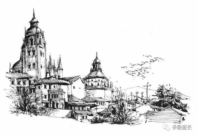 建筑手绘, 手绘"写生-场景"对照案例