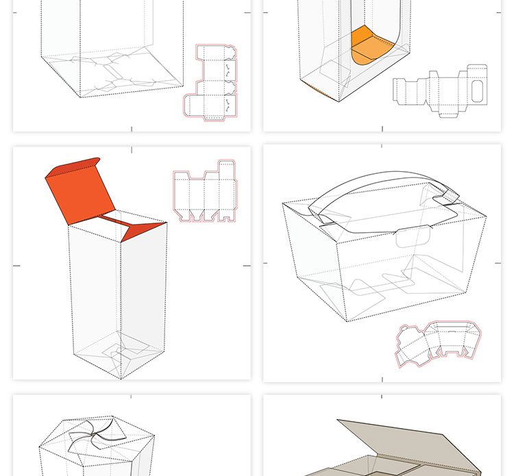 165款矢量紙盒紙箱禮盒產品包裝刀版圖摺疊平面展開圖851期