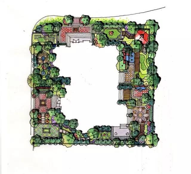 景觀平面手繪別墅庭院設計圖收藏