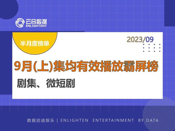 云合数据, 半月榜 | 2023年9月(上)剧集、微短剧霸屏榜