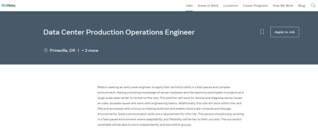 2024招聘季 | Meta (US)数据中心新开运营工程师全职申请