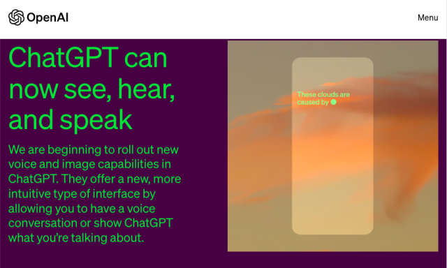 突破「文字限制」，ChatGPT再升级！10月份开始将支持看图、听声音、说话了！