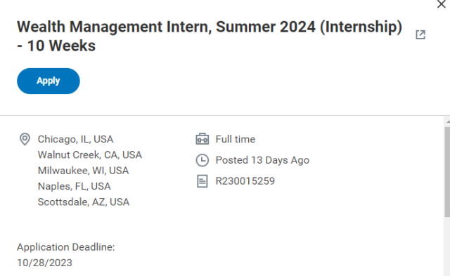 2024招聘季 | BMO (US) Wealth Management暑期实习已开放！