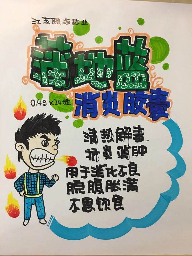 药店微学堂, 蒲地蓝消炎胶囊的手绘pop书写步骤