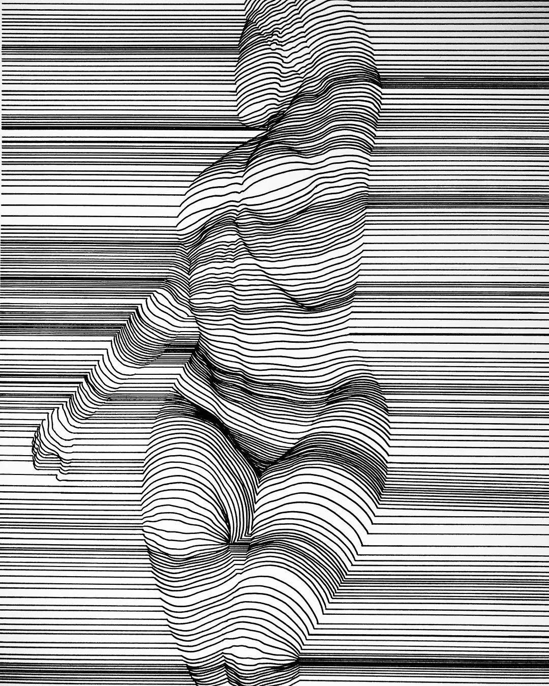 线条狂魔他用最简单的线勾勒最性感插画