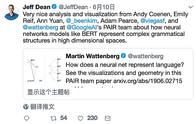 知识图谱,Jeff Dean强推：可视化Bert网络，发掘其中的语言、语法树与几何学