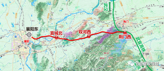 線路自襄陽東站引出,向南經宜城至滬渝蓉沿江高鐵荊門西站,新建線路長