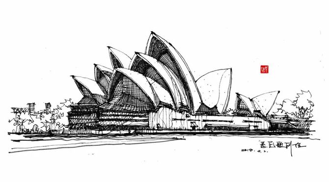 建筑手绘临摹画稿-现代建筑篇