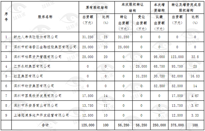 資料顯示,在7月7日之前,鼎誠人壽的股東名單如下: 新光人壽的存在使 