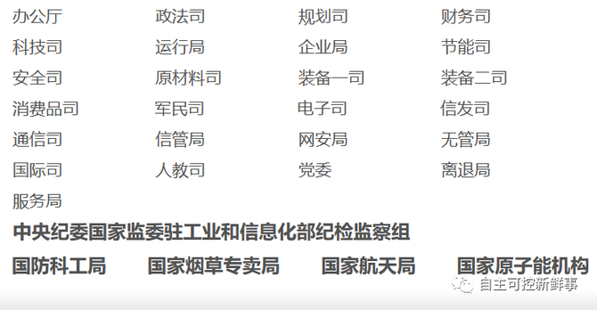 自主可控新鲜事, 最新！工信部领导班子及25大司局职责分工