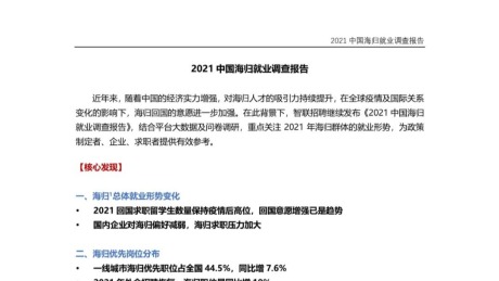 2021中国海归就业调查报告