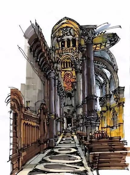 建筑马克笔速写_建筑手绘-商业新知