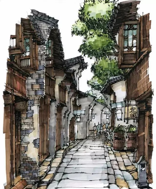 建筑马克笔速写