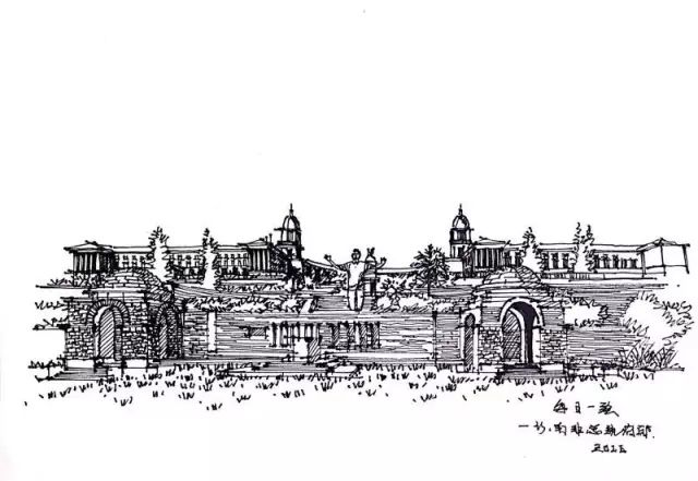 南非总统府是一座气势雄伟的花岗岩建筑大厦前面是整齐,优美的花园