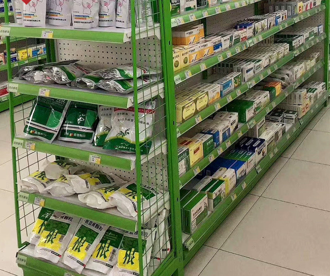 药店货架,药店货架和其它货架功能一样,都是起到屏示,摆放药品的作用.