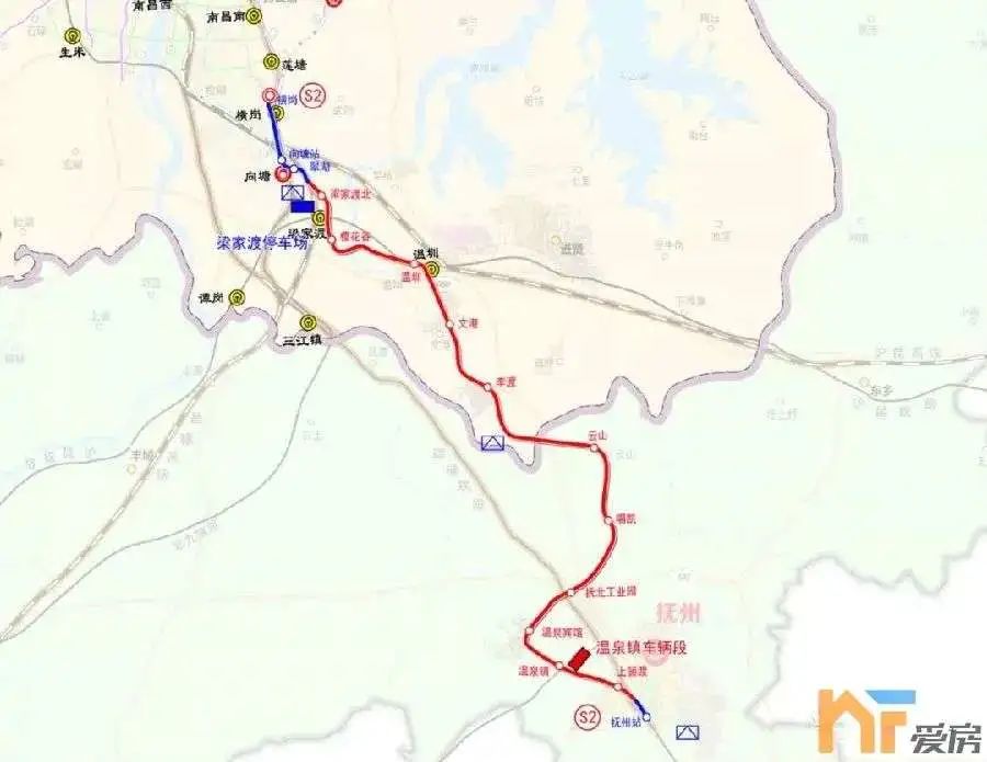 预留与地铁快线10号线贯通运营条件,南至抚州市的抚州站