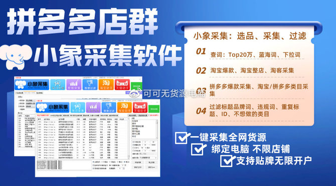 电商拼多多店群软件群控软件一键采集上货拍单高利润川海网络