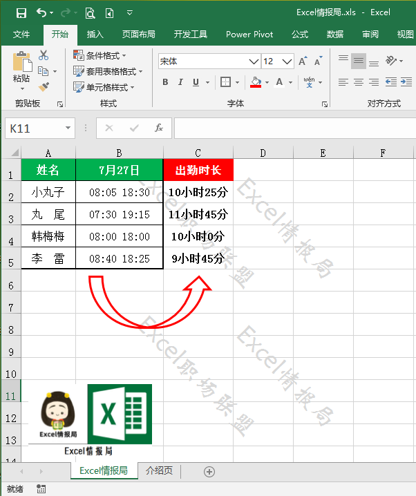 excel表格时间段统计