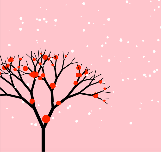 少儿编程用python画一树傲雪寒梅