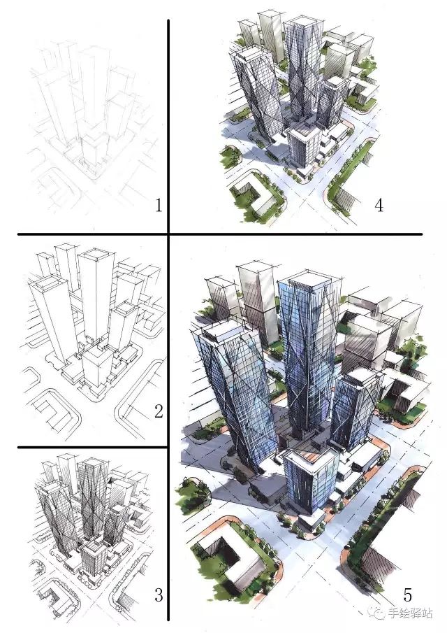 手绘鸟瞰图训练_建筑手绘-商业新知