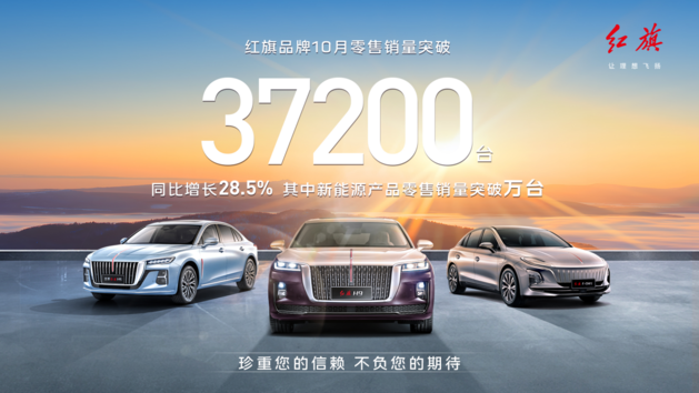 深圳车城宛夏, 红旗品牌10月销量成绩出炉 新能源产品零售销量破万 成绩亮眼