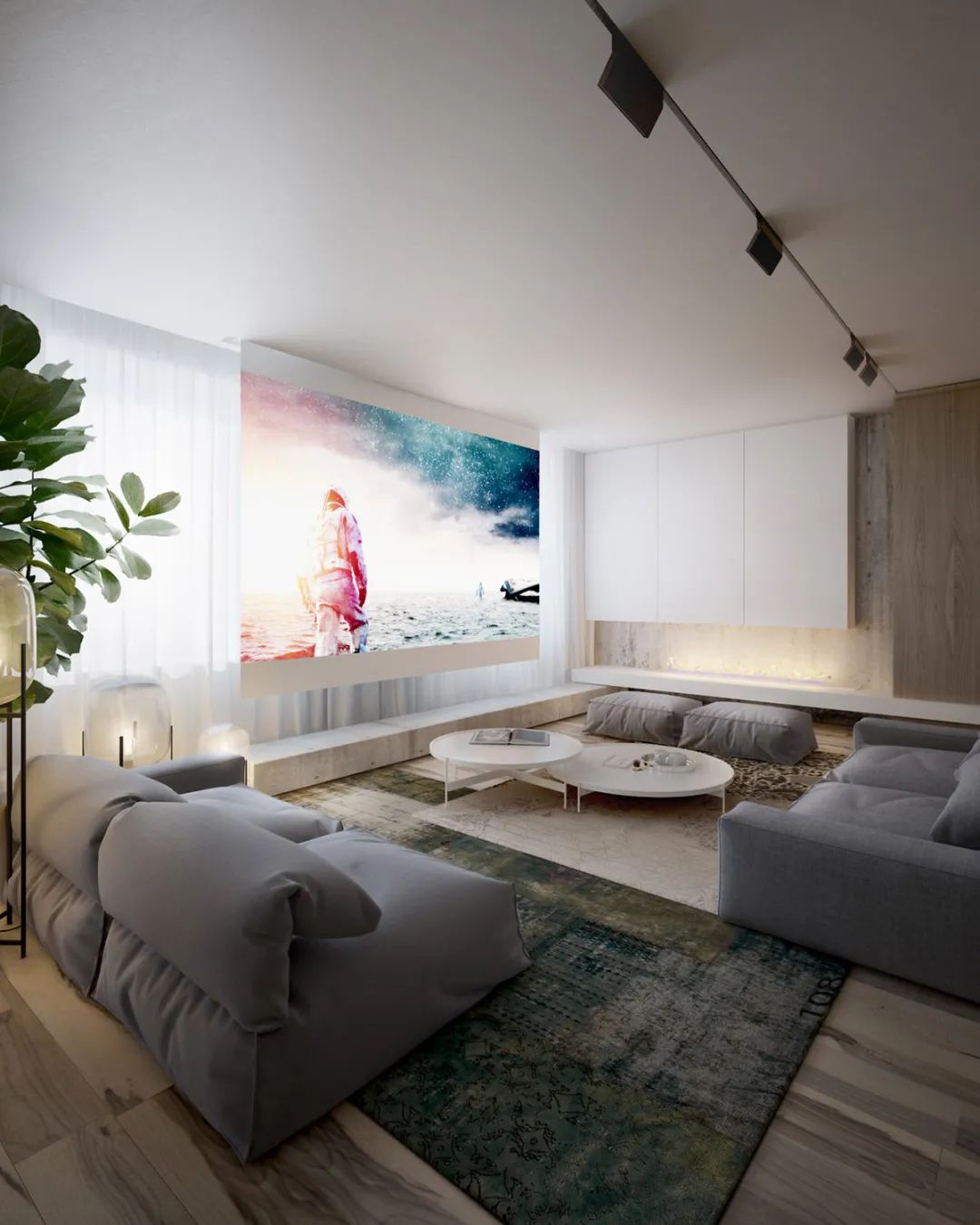 50款客厅投影仪背景墙设计大写的惬意